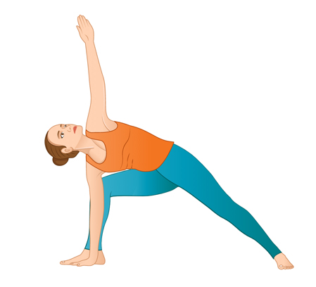 Back, Head, and Neck Lateral Flexion: Yoga Extended Side Angle Pose  (Utthita parsvakonasana)
