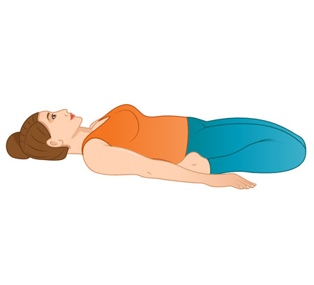 Premium Photo | Young woman lying down meditating in yoga pose